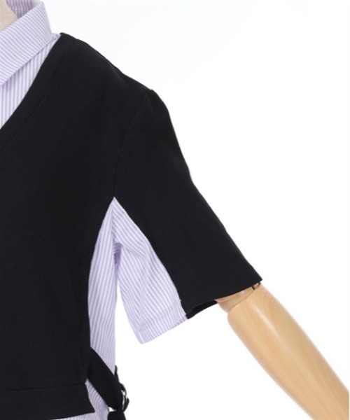 axes femme(アクシーズファム)の「重ね着風ストライプシャツワンピース(ワンピース・レディース・キナリ/ネイビー/ブラック・FREE)」の14枚目の写真