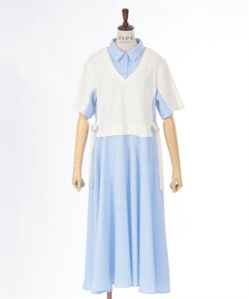 axes femme(アクシーズファム)の「重ね着風ストライプシャツワンピース(ワンピース・レディース・キナリ/ネイビー/ブラック・FREE)」の15枚目の写真