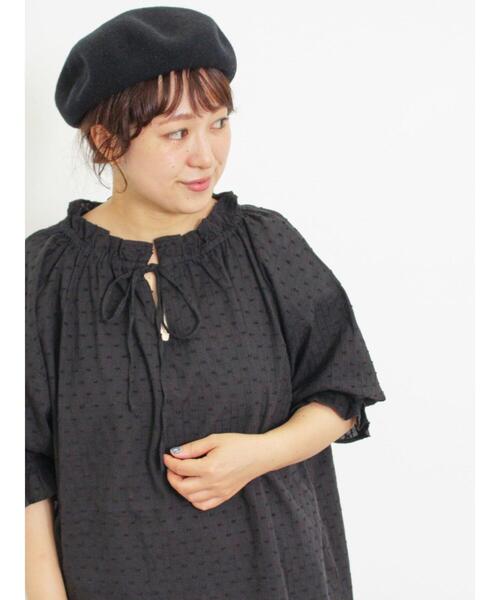 Samansa Mos2(サマンサ モスモス)の「◎フリルチュニックブラウス(シャツ/ブラウス・レディース・ブラック/オフホワイト/ブルー/マスタード・F)」の1枚目の写真