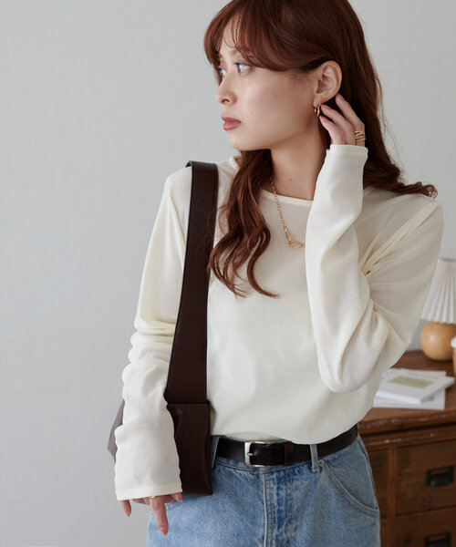 プラージュ　フロッキーメッシュロンT 追加予約》Flocky Mesh ロンT（Tシャツ／カットソー）｜Plage
