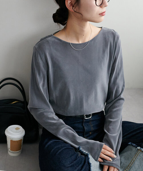 DISCOAT(ディスコート)の「【リピーター続出!】フロッキーメッシュロングスリーブ《WEB限定カラーあり》(Tシャツ/カットソー・レディース・アイボリー/グレー/ピンク/ミント/ライトグレー/ベージュ/レモンイエロー/ベビーピンク/チャコールグレー/パープル/ブラウン・FREE)」の14枚目の写真