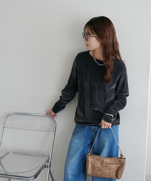 DISCOAT(ディスコート)の「【リピーター続出!】フロッキーメッシュロングスリーブ《WEB限定カラーあり》(Tシャツ/カットソー・レディース・アイボリー/グレー/ピンク/ミント/ライトグレー/ベージュ/レモンイエロー/ベビーピンク/チャコールグレー/パープル/ブラウン・FREE)」の21枚目の写真