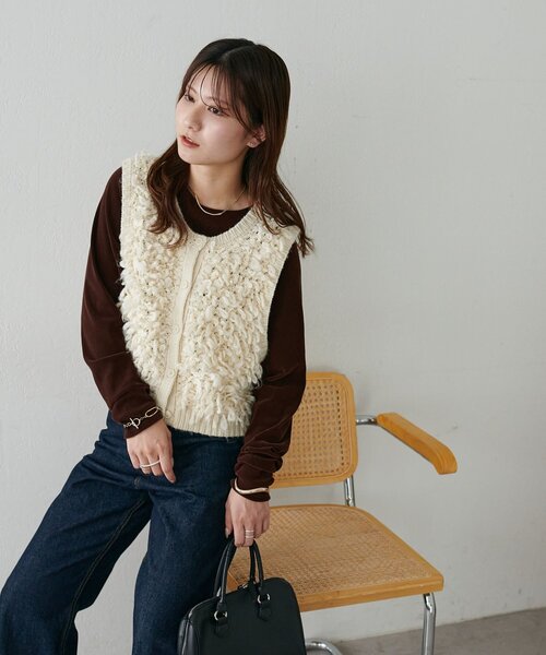 ［soerte］メッシュスイッチングパッチワークロングスリーブ ベージュサイズ3 soerte］メッシュスイッチングパッチワークロングスリーブ ベージュ