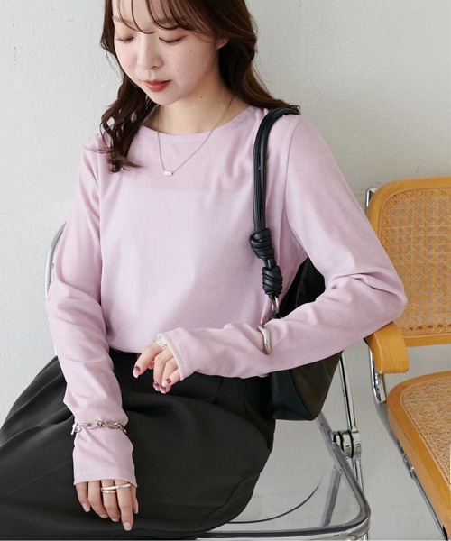 DISCOAT(ディスコート)の「【リピーター続出!】フロッキーメッシュロングスリーブ《WEB限定カラーあり》(Tシャツ/カットソー・レディース・アイボリー/グレー/ピンク/ミント/ライトグレー/ベージュ/レモンイエロー/ベビーピンク/チャコールグレー/パープル/ブラウン・FREE)」の10枚目の写真