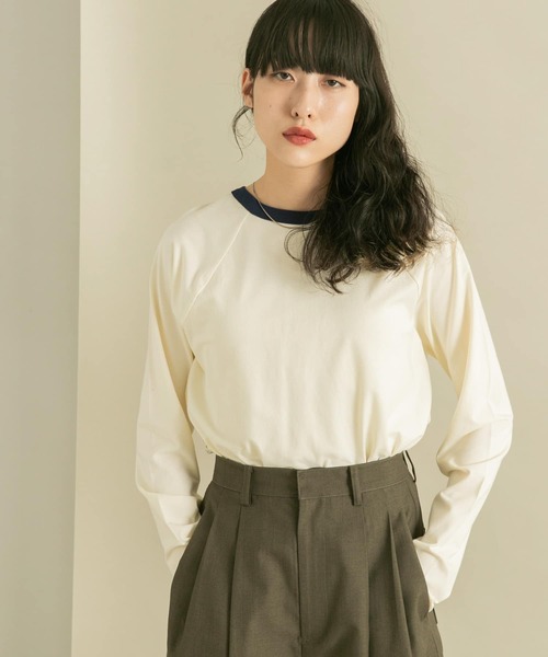 KBF（ケイビーエフ）の「2WAYメッシュロングTEE（Tシャツ/カットソー・レディース・アイボリー/ダークブラウン・ONE）」の10枚目の写真