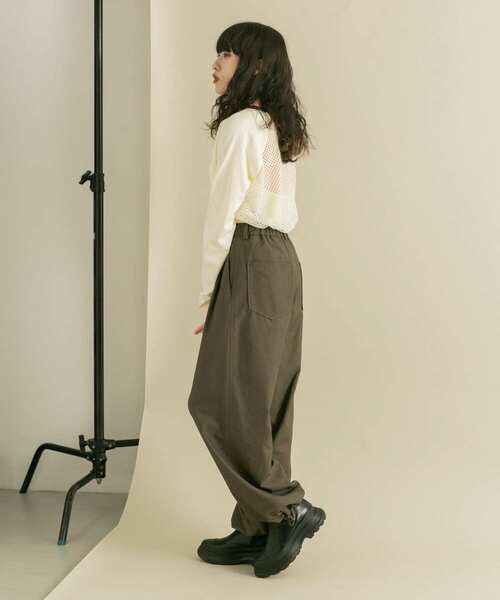 KBF（ケイビーエフ）の「2WAYメッシュロングTEE（Tシャツ/カットソー・レディース・アイボリー/ダークブラウン・ONE）」の14枚目の写真