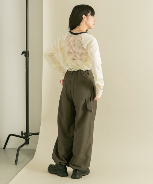 KBF（ケイビーエフ）の「2WAYメッシュロングTEE（Tシャツ/カットソー・レディース・アイボリー/ダークブラウン・ONE）」の15枚目の写真