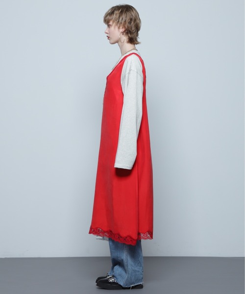 CREOLME（クレオルム）の「(CREOLME)Vネックスリーブレスワンピース（ワンピース・レディース・レッド/ネイビー・FREE）」の12枚目の写真