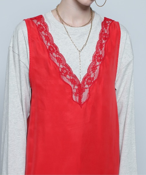 CREOLME（クレオルム）の「(CREOLME)Vネックスリーブレスワンピース（ワンピース・レディース・レッド/ネイビー・FREE）」の14枚目の写真