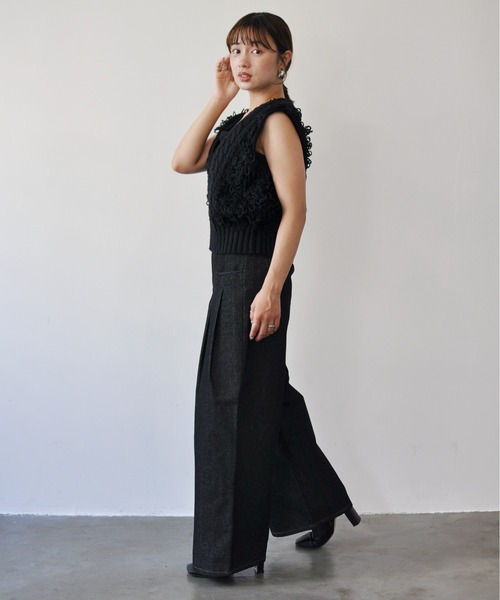 Meli rich（メリーリッチ）の「フリンジバルキーニットベスト（ベスト・レディース・アイボリー/ブラック/グレー・FREE）」の18枚目の写真