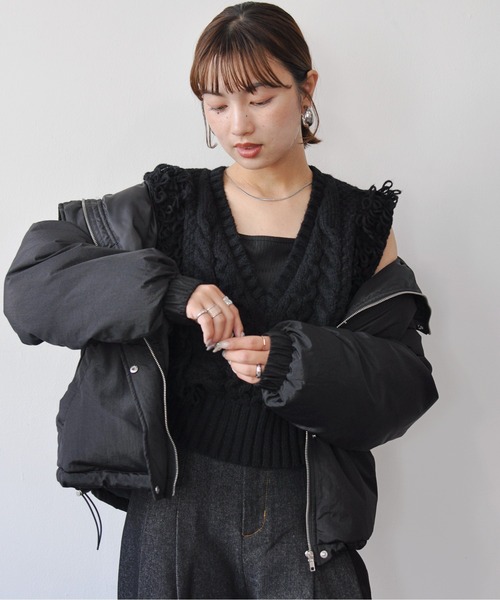 Meli rich（メリーリッチ）の「フリンジバルキーニットベスト（ベスト・レディース・アイボリー/ブラック/グレー・FREE）」の14枚目の写真