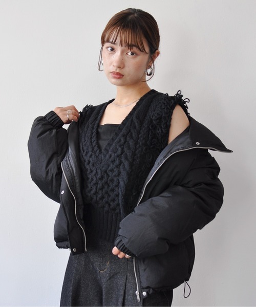 Meli rich（メリーリッチ）の「フリンジバルキーニットベスト（ベスト・レディース・アイボリー/ブラック/グレー・FREE）」の22枚目の写真