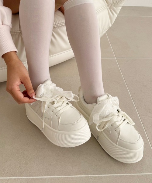 【セール】プラットフォームリボンカスタムスニーカー(スニーカー)|one after another NICE CLAUP(ワンアフターアナザーナイスクラップ) 【セール】プラットフォームリボンカスタムスニーカー(スニーカー)|one after another NICE CLAUP(ワンアフターアナザーナイスクラップ)