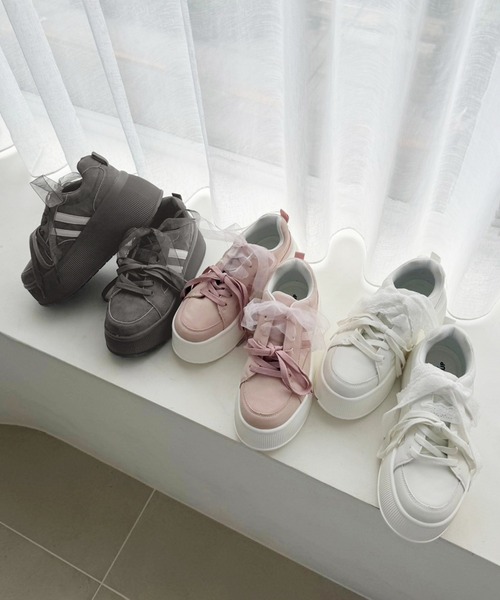 【セール】プラットフォームリボンカスタムスニーカー(スニーカー)|one after another NICE CLAUP(ワンアフターアナザーナイスクラップ) 【セール】プラットフォームリボンカスタムスニーカー(スニーカー)|one after another NICE CLAUP(ワンアフターアナザーナイスクラップ)