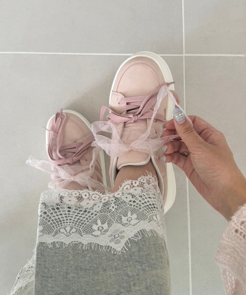 【セール】プラットフォームリボンカスタムスニーカー(スニーカー)|one after another NICE CLAUP(ワンアフターアナザーナイスクラップ) 【セール】プラットフォームリボンカスタムスニーカー(スニーカー)|one after another NICE CLAUP(ワンアフターアナザーナイスクラップ)