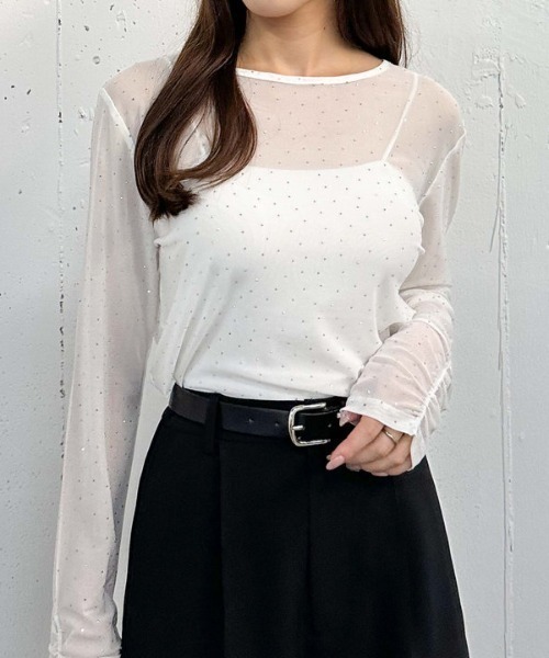 archives（アルシーヴ）の「ビジューチュールＴＯＰＳ（Tシャツ/カットソー・レディース・ブラック/オフホワイト・MEDIUM）」の7枚目の写真