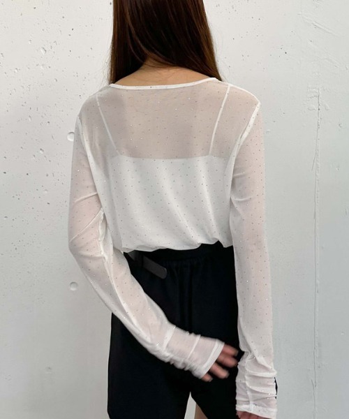 archives（アルシーヴ）の「ビジューチュールＴＯＰＳ（Tシャツ/カットソー・レディース・ブラック/オフホワイト・MEDIUM）」の8枚目の写真