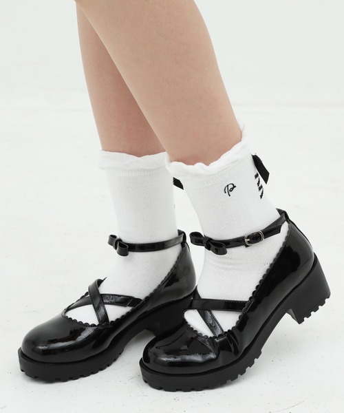 PINKHUNT（ピンクハント）の「PINKHUNT ピンクハント アンクルリボンベルトローファー 0011（ローファー・キッズ・ブラック/ベビーピンク・M size/L size/S size）」の9枚目の写真