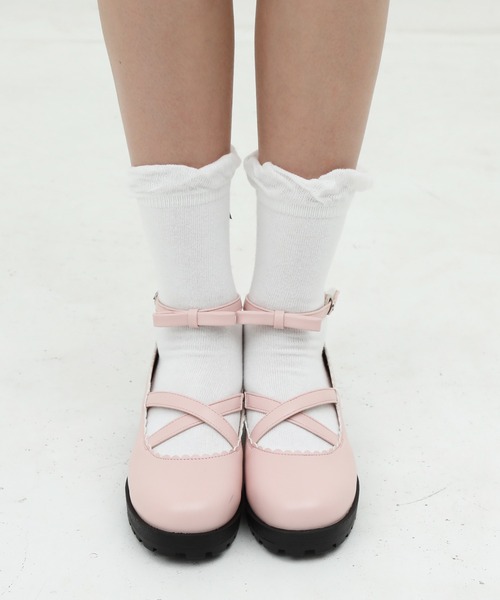 PINKHUNT（ピンクハント）の「PINKHUNT ピンクハント アンクルリボンベルトローファー 0011（ローファー・キッズ・ブラック/ベビーピンク・M size/L size/S size）」の6枚目の写真