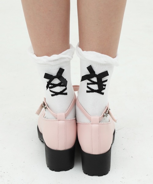 PINKHUNT（ピンクハント）の「PINKHUNT ピンクハント アンクルリボンベルトローファー 0011（ローファー・キッズ・ブラック/ベビーピンク・M size/L size/S size）」の7枚目の写真