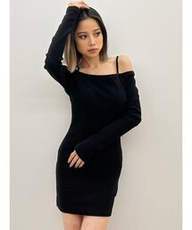 BACK TWISTオフショルテレコタイトワンピース