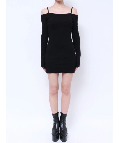 BACK TWISTオフショルテレコタイトワンピース