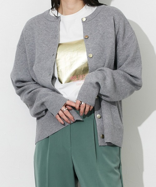 slattgir(スラットジール)の「高身長 スウェットライク クルーネックニットカーディガン(トールサイズ)(カーディガン/ボレロ・レディース・モカ/ブラック/パープル系/杢グレー/オートミール/ネイビー/レッド・3L/LL/L/M)」の19枚目の写真
