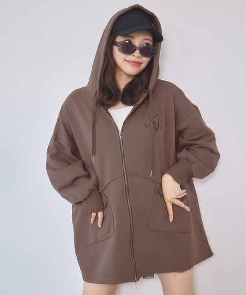 one after another NICE CLAUP（ワンアフターアナザーナイスクラップ）の「ビッグシルエットジップパーカー（パーカー・レディース・オフホワイト/モカ/ベージュ/オートミール/チャコールグレー・FREE）」の13枚目の写真