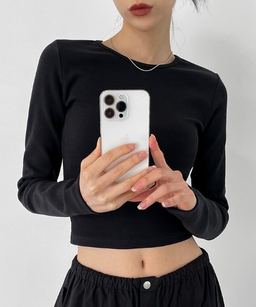 BLACKUP（ブラックアップ）の「[MADE] ポッキーズクロップ長袖Tシャツ（Tシャツ/カットソー・レディース・ホワイト/オートミール/ブラック/グレー・MEDIUM/SMALL）」の19枚目の写真