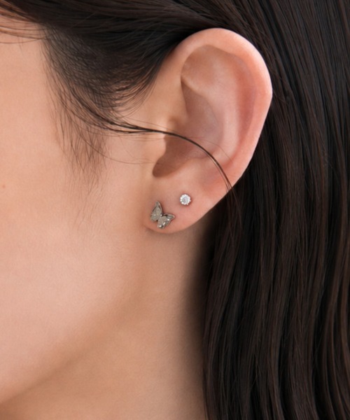 ciite' surgical stainless(シーテサージカルステンレス)の「【 金属アレルギー対応 】 バタフライ セットピアス サージカルステンレス(ピアス(両耳用)・レディース・シルバー/ゴールド・FREE)」の2枚目の写真