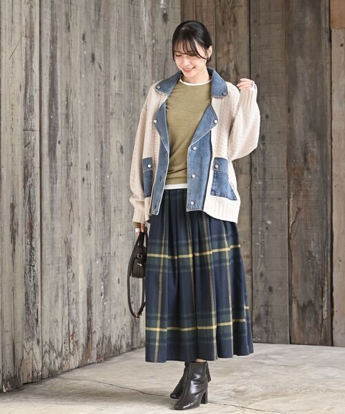 rps（アールピーエス）の「デニム切替ライダースニットジャケット（ライダースジャケット・レディース・アイボリー/ブラック/チャコールグレー・フリー）」の22枚目の写真