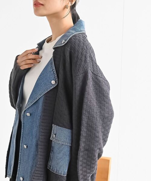 rps（アールピーエス）の「デニム切替ライダースニットジャケット（ライダースジャケット・レディース・アイボリー/ブラック/チャコールグレー・フリー）」の16枚目の写真