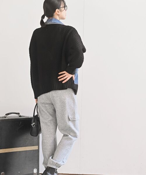 rps（アールピーエス）の「デニム切替ライダースニットジャケット（ライダースジャケット・レディース・アイボリー/ブラック/チャコールグレー・フリー）」の11枚目の写真