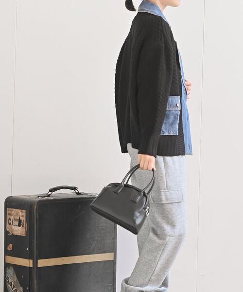 rps（アールピーエス）の「デニム切替ライダースニットジャケット（ライダースジャケット・レディース・アイボリー/ブラック/チャコールグレー・フリー）」の10枚目の写真