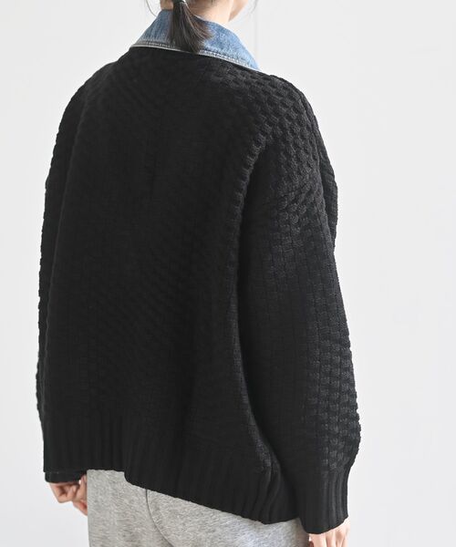 rps（アールピーエス）の「デニム切替ライダースニットジャケット（ライダースジャケット・レディース・アイボリー/ブラック/チャコールグレー・フリー）」の7枚目の写真