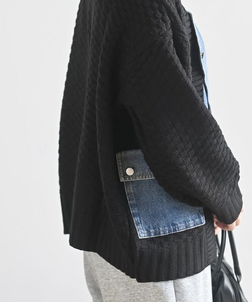 rps（アールピーエス）の「デニム切替ライダースニットジャケット（ライダースジャケット・レディース・アイボリー/ブラック/チャコールグレー・フリー）」の6枚目の写真