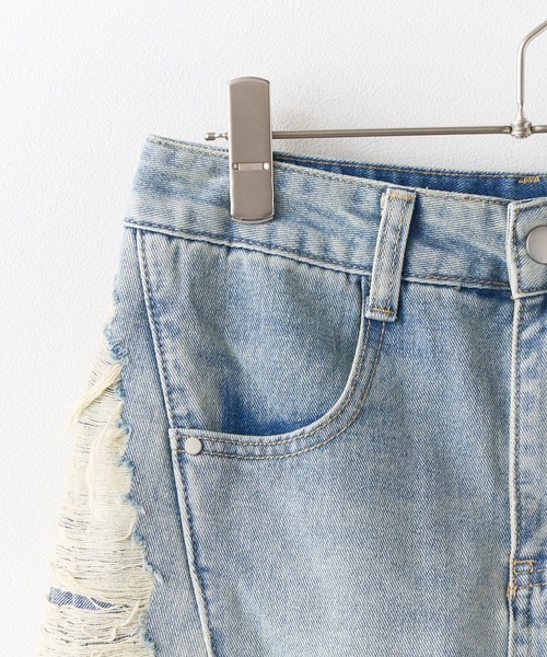 双子可♡美品♡denim dungaree ダメージデニムスカート 双子可♡美品♡denim dungaree ダメージデニムスカート