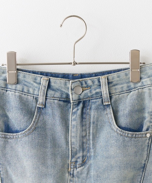 セール】Side Damage Denim Mini Skirt / サイドダメージ デニム