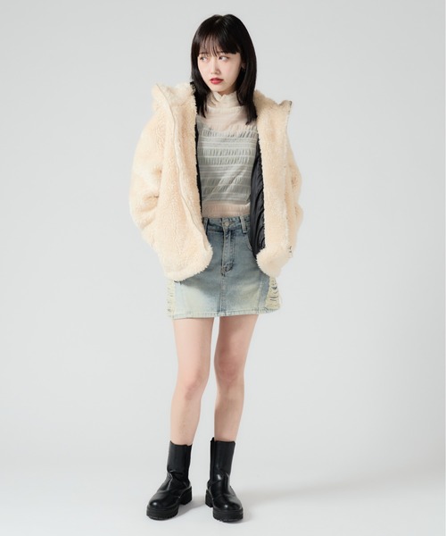 セール】Side Damage Denim Mini Skirt / サイドダメージ デニム
