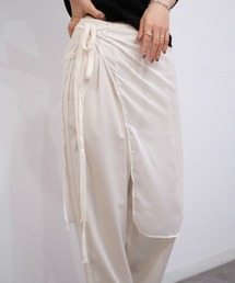 シアーラップスカート/sheer wrap skirt 巻きスカート シースルー 透け感 シンプル 重ね着 レイヤード 大人カジュアル モノトーン
