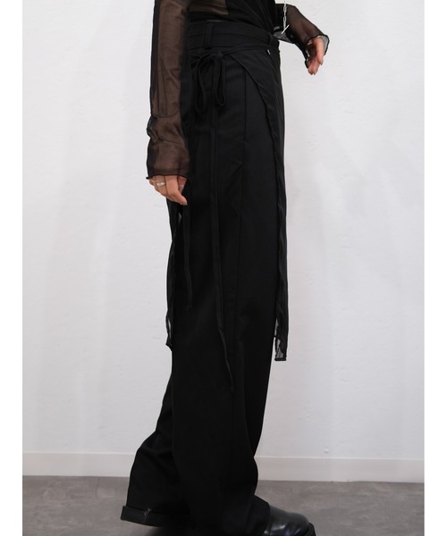 Reurie'(レウリィ)の「シアーラップスカート/sheer wrap skirt 巻きスカート シースルー 透け感 シンプル 重ね着 レイヤード 大人カジュアル モノトーン(スカート・レディース・ブラック/アイボリー・FREE)」の17枚目の写真