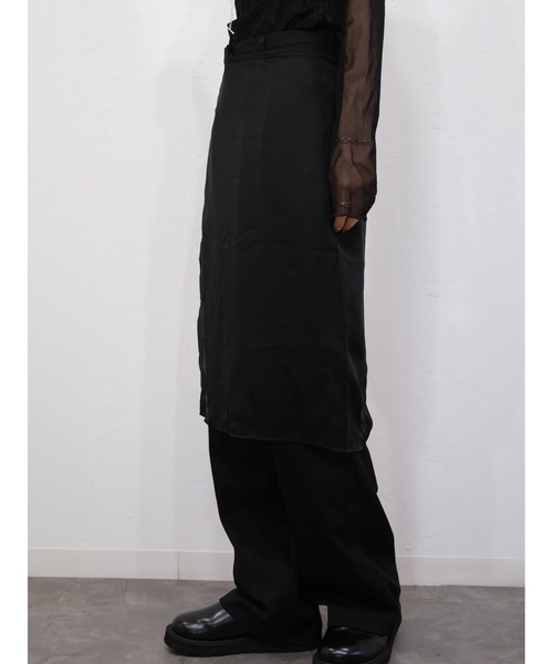 Reurie'(レウリィ)の「シアーラップスカート/sheer wrap skirt 巻きスカート シースルー 透け感 シンプル 重ね着 レイヤード 大人カジュアル モノトーン(スカート・レディース・ブラック/アイボリー・FREE)」の18枚目の写真