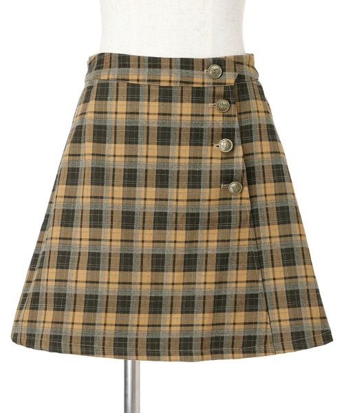 F i.n.t（フィント）の「【セットアップ対応】エンブレム釦ラップ風チェックミニスカート/fint（スカート・レディース・ネイビー×ホワイト/ベージュ×ブラック・FREE）」の10枚目の写真