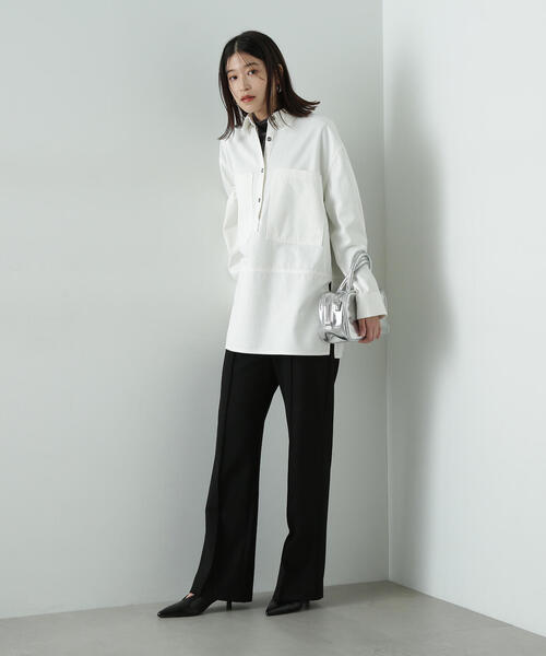 N.（N. Natural Beauty Basic）（エヌエヌナチュラルビューティーベーシック）の「◆サイドスリットオーバーサイズシャツ（シャツ/ブラウス・レディース・オフホワイト/ブルー・MEDIUM）」の7枚目の写真