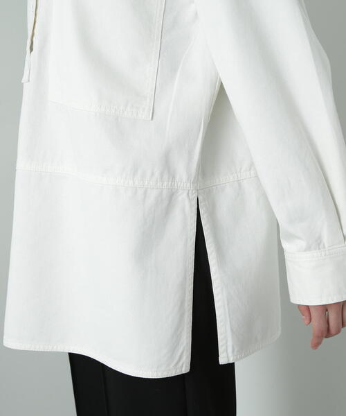 N.（N. Natural Beauty Basic）（エヌエヌナチュラルビューティーベーシック）の「◆サイドスリットオーバーサイズシャツ（シャツ/ブラウス・レディース・オフホワイト/ブルー・MEDIUM）」の16枚目の写真