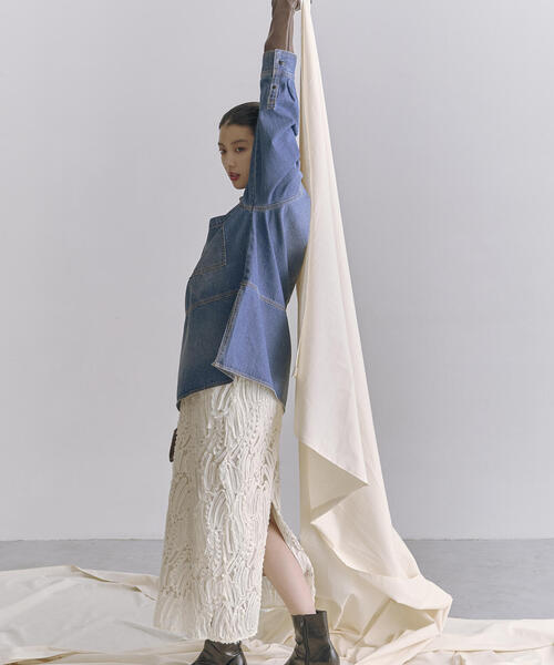 N.（N. Natural Beauty Basic）（エヌエヌナチュラルビューティーベーシック）の「◆サイドスリットオーバーサイズシャツ（シャツ/ブラウス・レディース・オフホワイト/ブルー・MEDIUM）」の20枚目の写真