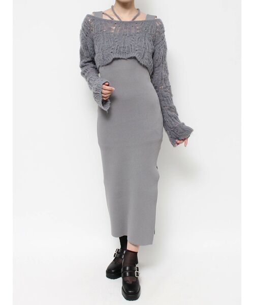 EATME（イートミー）の「レイヤードニットワンピース（ワンピース・レディース・ブラック/アイボリー/ピンク/グレー・FREE）」の8枚目の写真