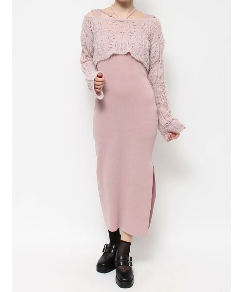 EATME（イートミー）の「レイヤードニットワンピース（ワンピース・レディース・ブラック/アイボリー/ピンク/グレー・FREE）」の10枚目の写真