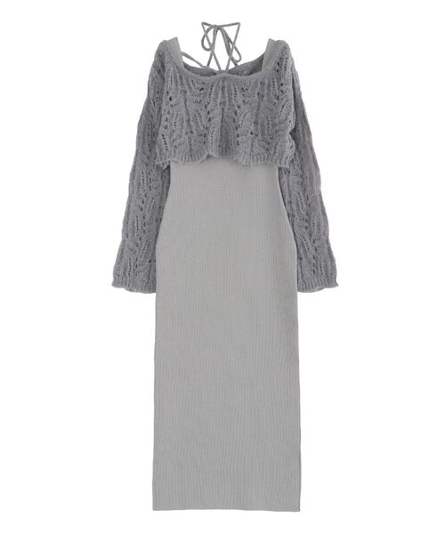 EATME（イートミー）の「レイヤードニットワンピース（ワンピース・レディース・ブラック/アイボリー/ピンク/グレー・FREE）」の12枚目の写真