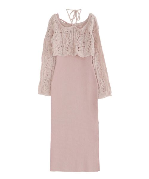 EATME（イートミー）の「レイヤードニットワンピース（ワンピース・レディース・ブラック/アイボリー/ピンク/グレー・FREE）」の14枚目の写真